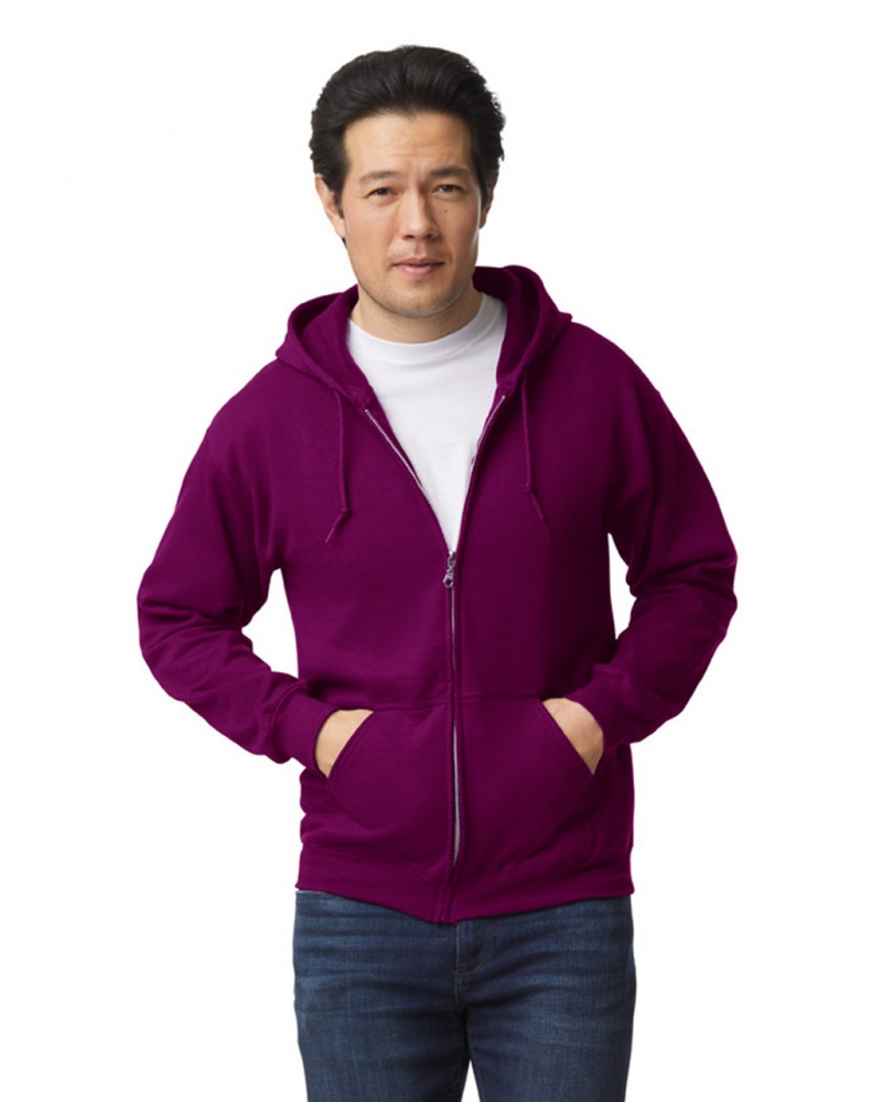 Maroon Men\'s Gildan 18600 Full Zip Hoodie | WRDA08594