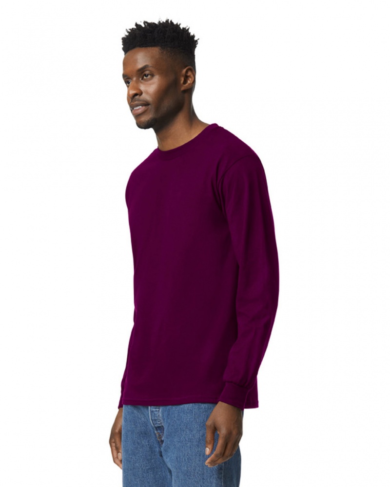 Maroon Men's Gildan 2400 Long Sleeve T-Shirts | GFXK09175