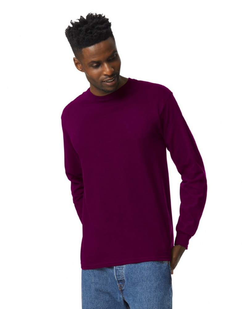 Maroon Men\'s Gildan 2400 Long Sleeve T-Shirts | GFXK09175