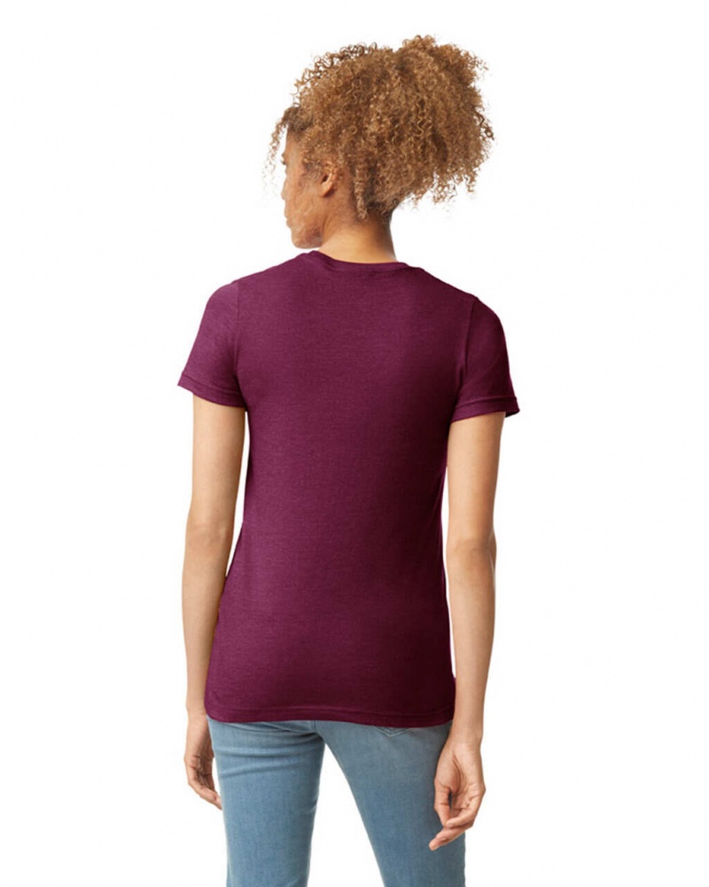 Maroon Mist Women's Gildan 67000L CVC T-Shirts | WYIX17352