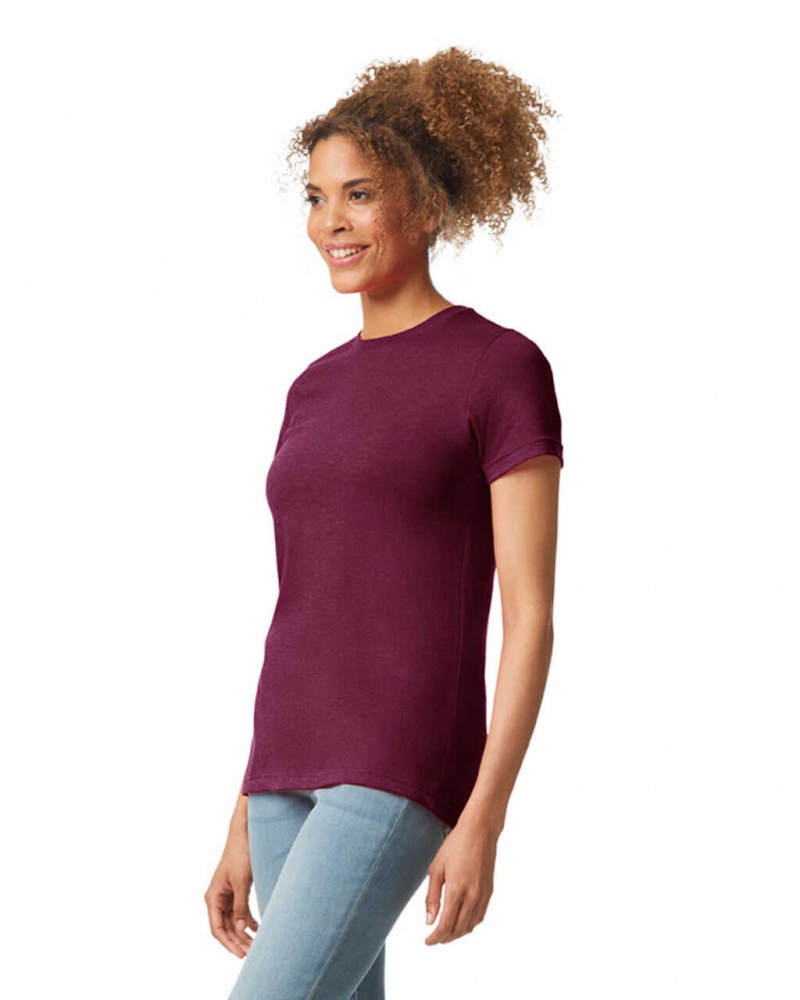 Maroon Mist Women's Gildan 67000L CVC T-Shirts | WYIX17352