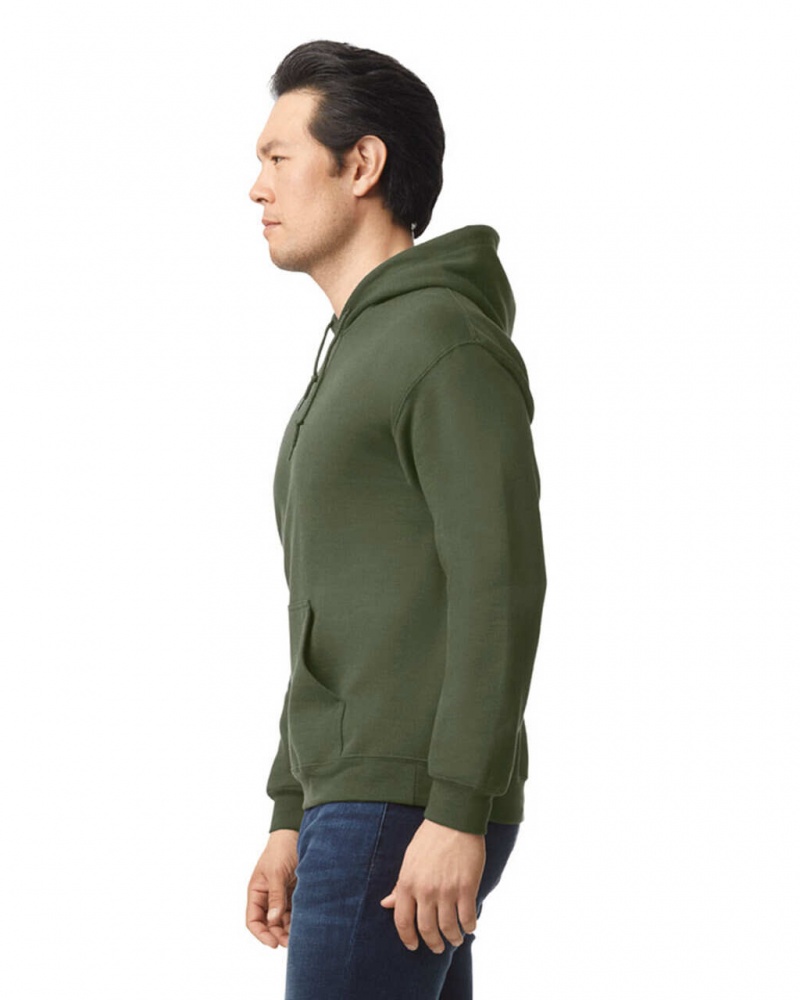 Military Green Men's Gildan 18500 Hoodie Sweatshirt | SPUI83074