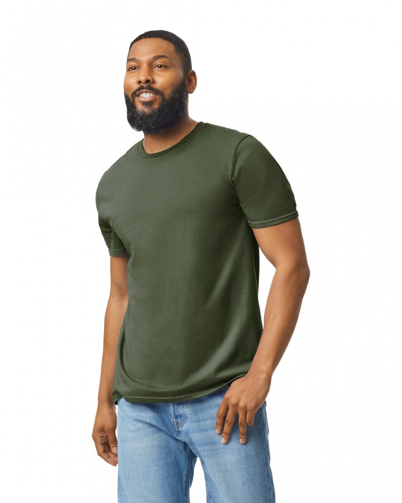 Military Green Men's Gildan 64000 T-Shirts | HJRX71054