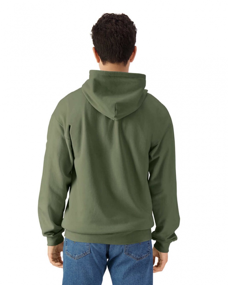 Military Green Men's Gildan SF600 Midweight Fleece Full Zip Hoodie | WQDX07632