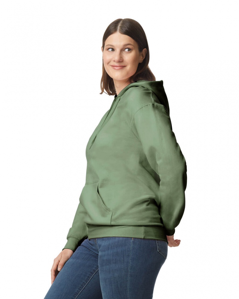 Military Green Women's Gildan SF500 Midweight Fleece Hoodie | HWQJ74281