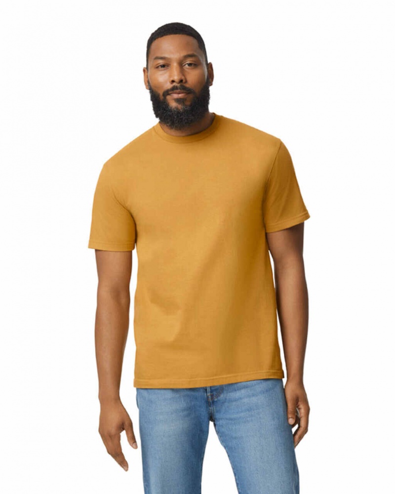 Mustard Men\'s Gildan 65000 Midweight T-Shirts | FLDO38076