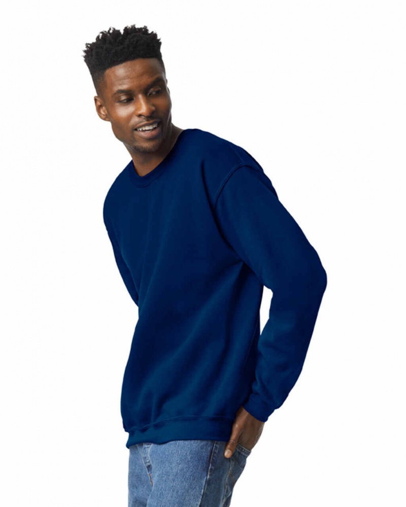 Navy Men's Gildan 18000 Crewneck Sweatshirt | YZPD82734