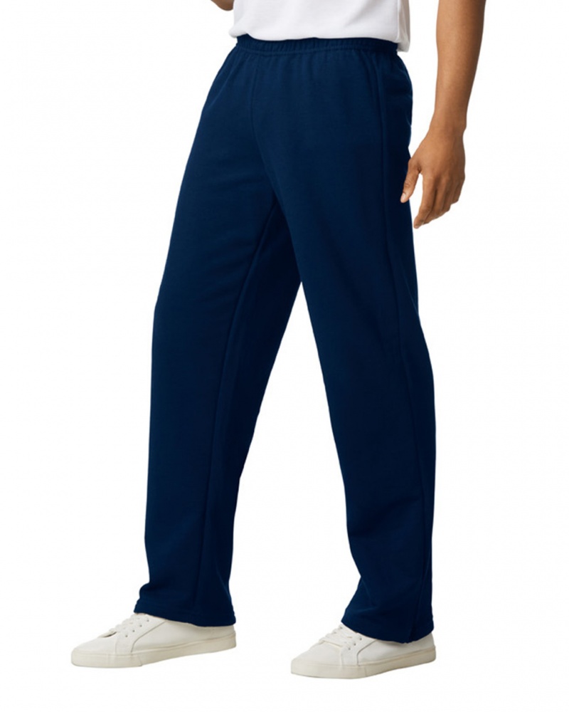 Navy Men's Gildan 18400 Open Bottom Sweatpants | UWOY98760