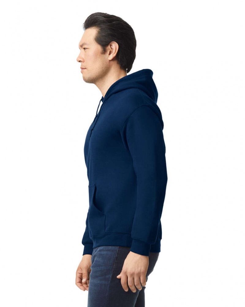 Navy Men's Gildan 18500 Hoodie Sweatshirt | VKYL46058