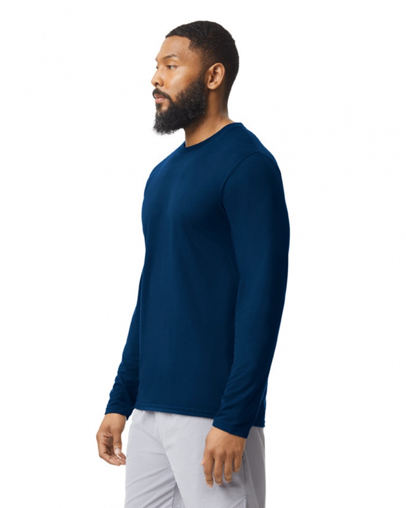 Navy Men's Gildan 42400 Long Sleeve T-Shirts | FAOJ71043