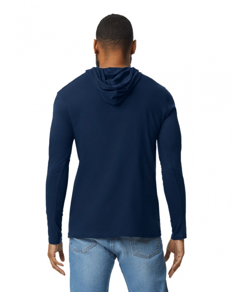 Navy Men's Gildan 987 Long Sleeve Hoodie | ISFP41836