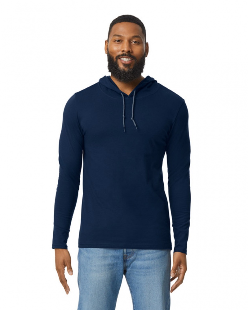 Navy Men\'s Gildan 987 Long Sleeve Hoodie | ISFP41836