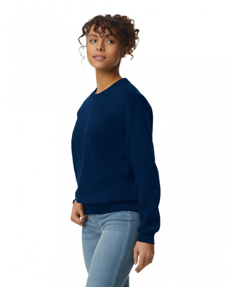 Navy Women's Gildan 12000 Crewneck Sweatshirt | WTGH63975