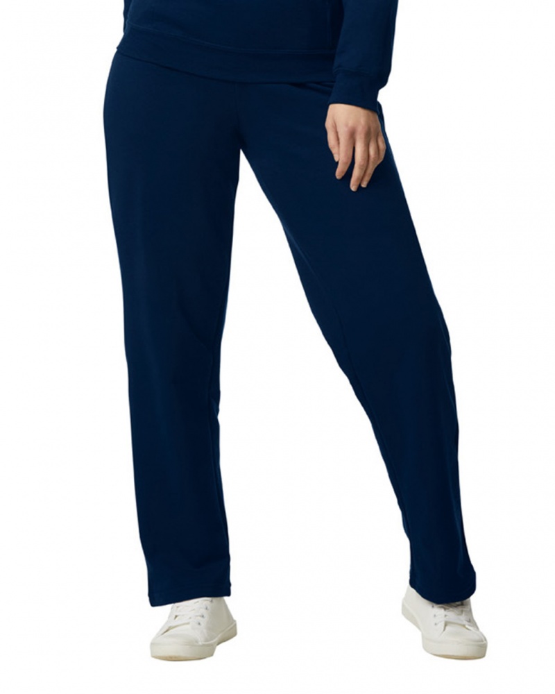 Navy Women's Gildan 18400 Open Bottom Sweatpants | UZTI26851