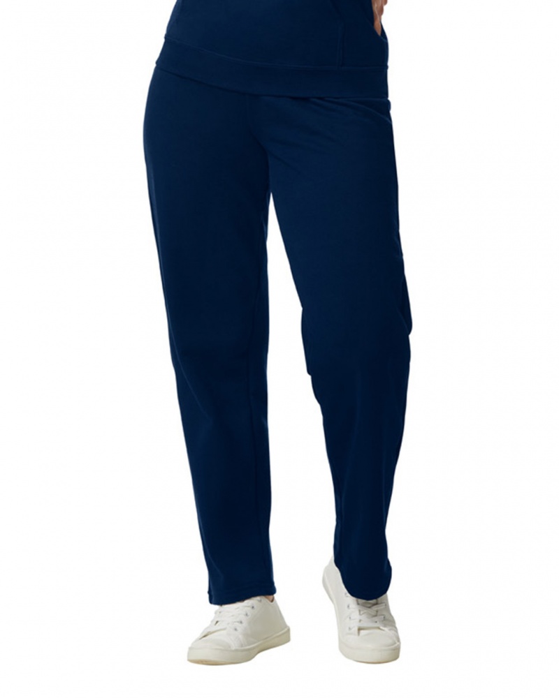 Navy Women's Gildan 18400 Open Bottom Sweatpants | UZTI26851