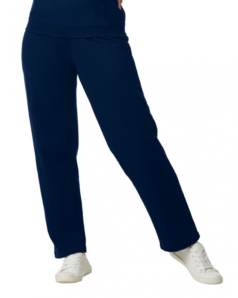 Navy Women's Gildan 18400 Open Bottom Sweatpants | UZTI26851