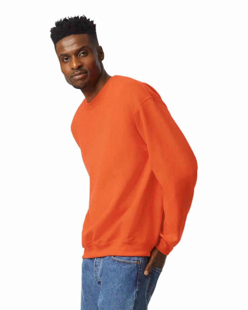 Orange Men's Gildan 18000 Crewneck Sweatshirt | STFL26043