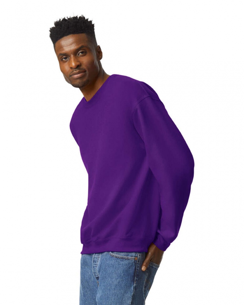 Purple Men's Gildan 18000 Crewneck Sweatshirt | VYMJ97460