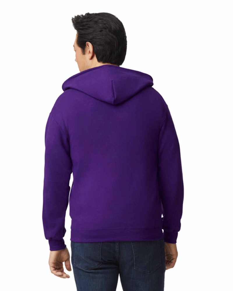 Purple Men's Gildan 18600 Full Zip Hoodie Sweatshirt | ZUWX59018