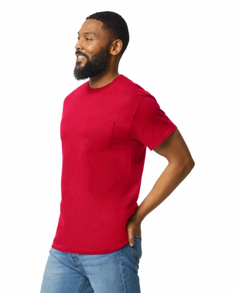 Red Men's Gildan 2300 with Pocket T-Shirts | VMTK05693