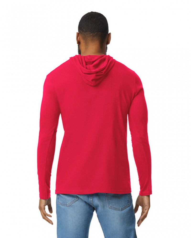 Red Men's Gildan 987 Long Sleeve Hoodie | EITQ95360