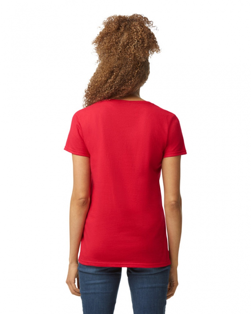 Red Women's Gildan 5V00L V-Neck T-Shirts | GNVU42719