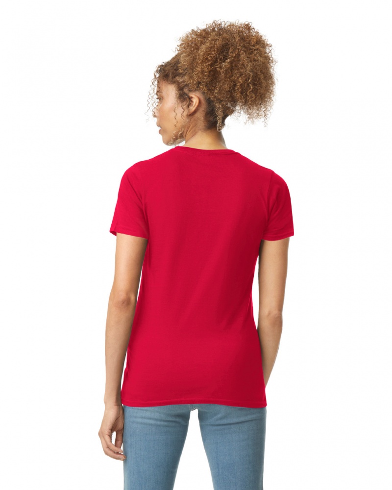 Red Women's Gildan 64000L T-Shirts | XJVB41632