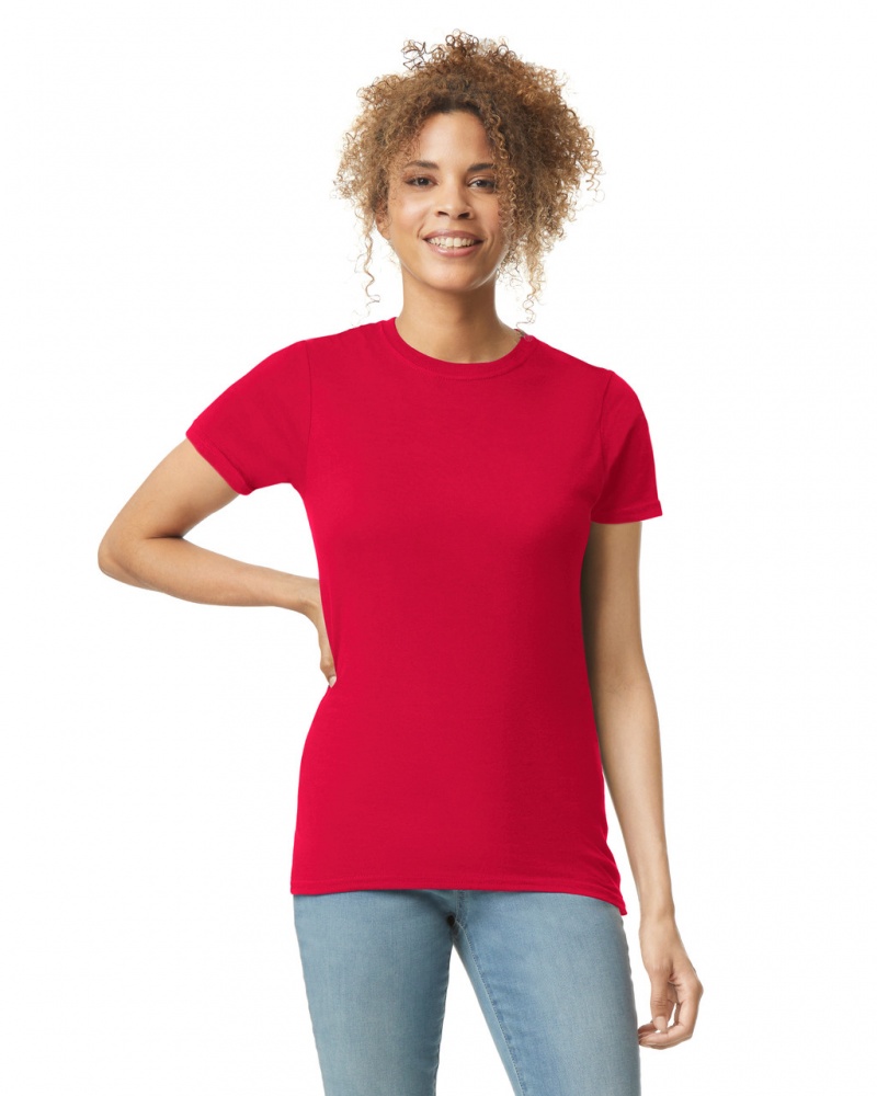 Red Women\'s Gildan 64000L T-Shirts | XJVB41632