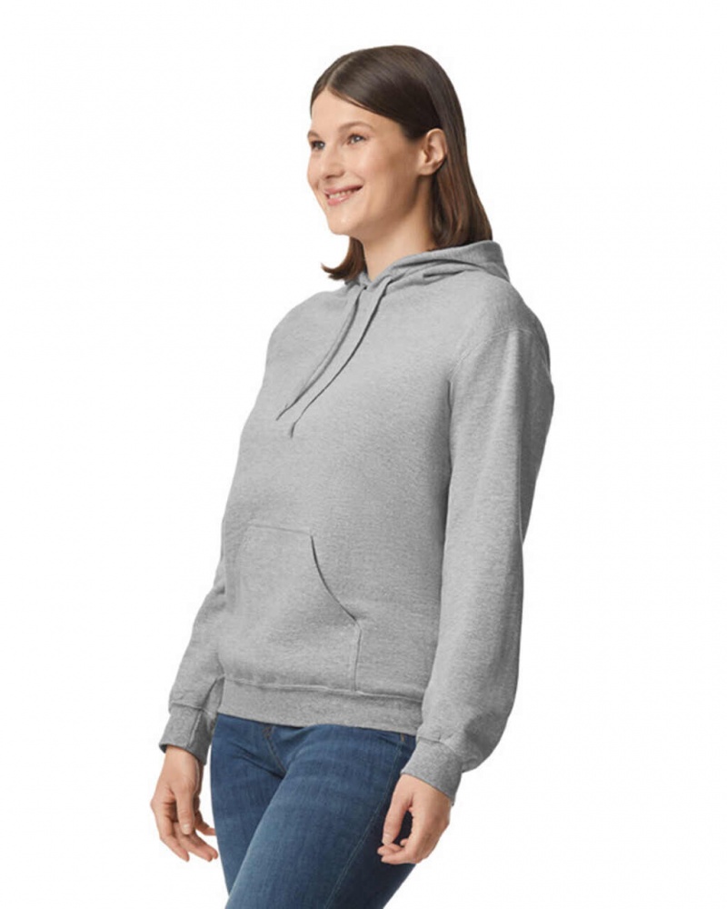 Ring Spun Sport Grey Women's Gildan SF500 Midweight Fleece Hoodie | ELWI40573