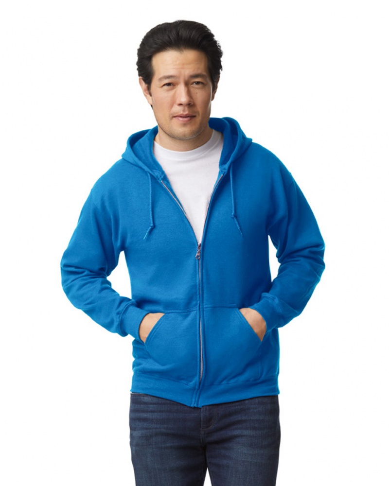 Royal Men\'s Gildan 18600 Full Zip Hoodie Sweatshirt | JEZV64012