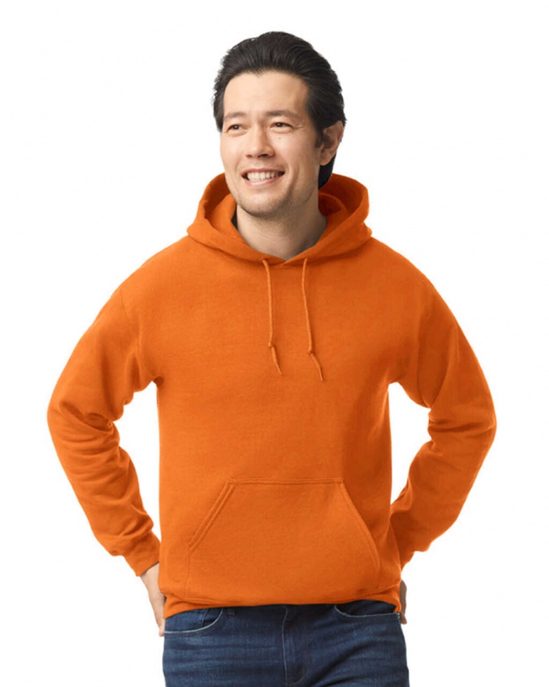 S Orange Men\'s Gildan 18500 Hoodie Sweatshirt | SKLI96718