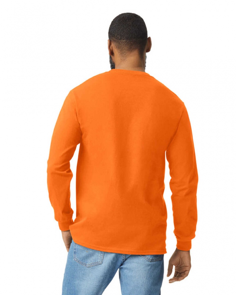 S Orange Men's Gildan 2410 Long Sleeve with Pocket T-Shirts | XDYM89435