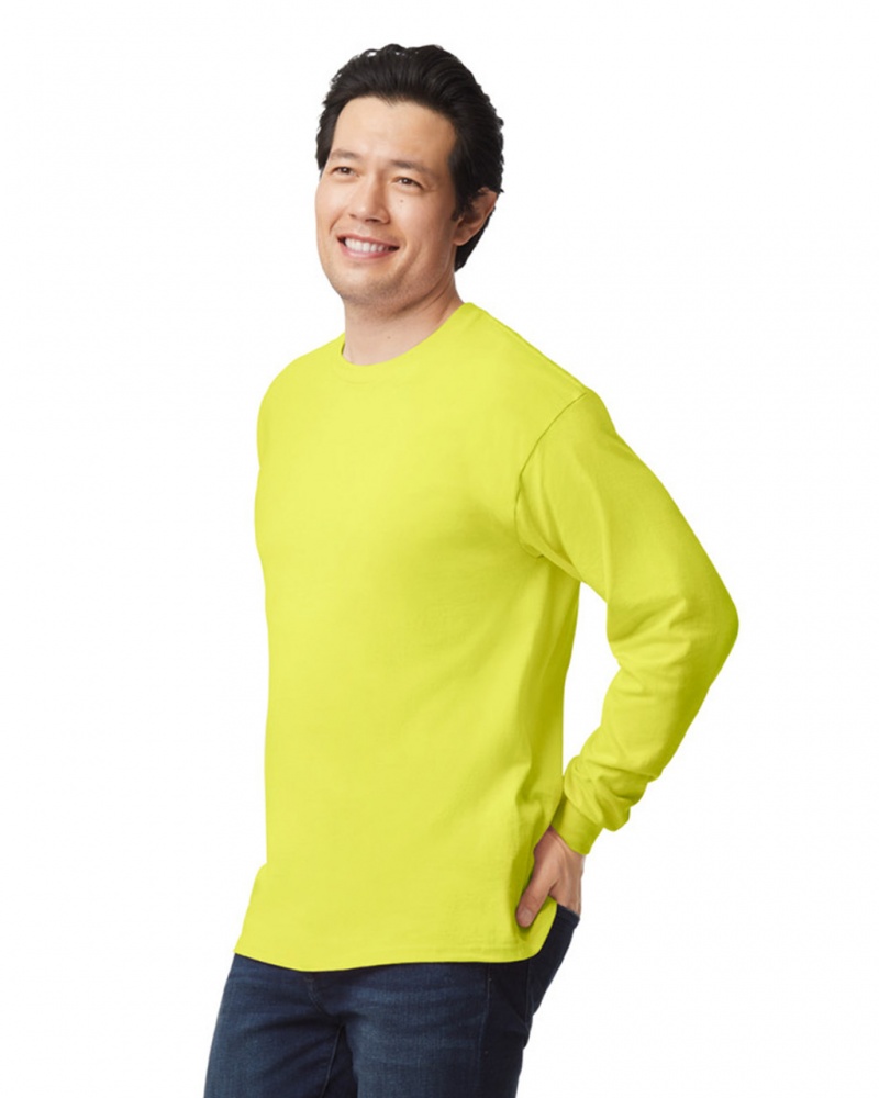 Safety Green Men's Gildan 2400 Long Sleeve T-Shirts | PHLI09457