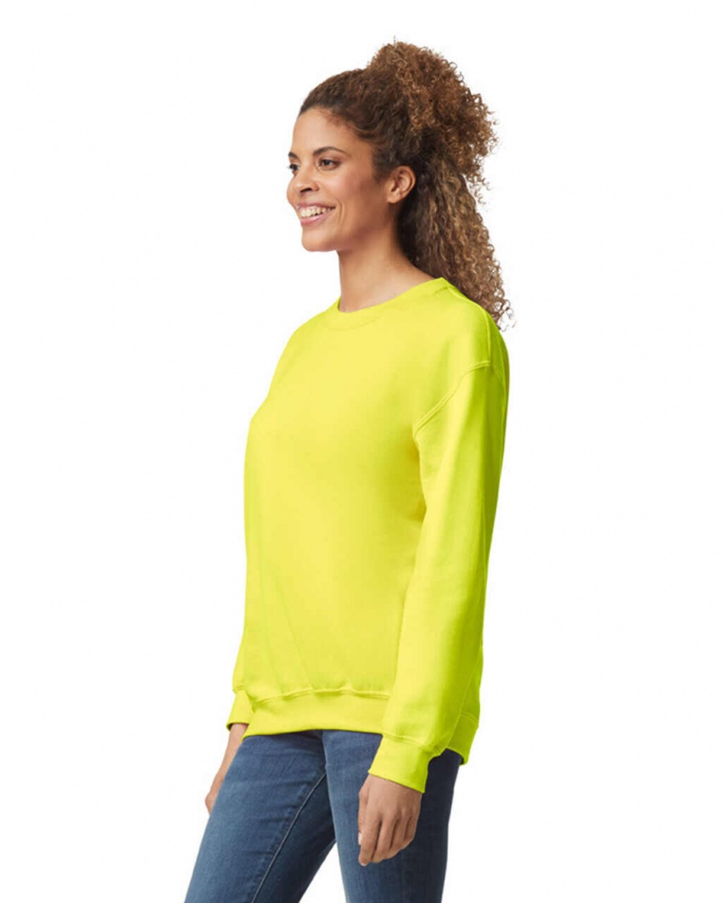 Safety Green Women's Gildan 18000 Crewneck Sweatshirt | XSJG15920