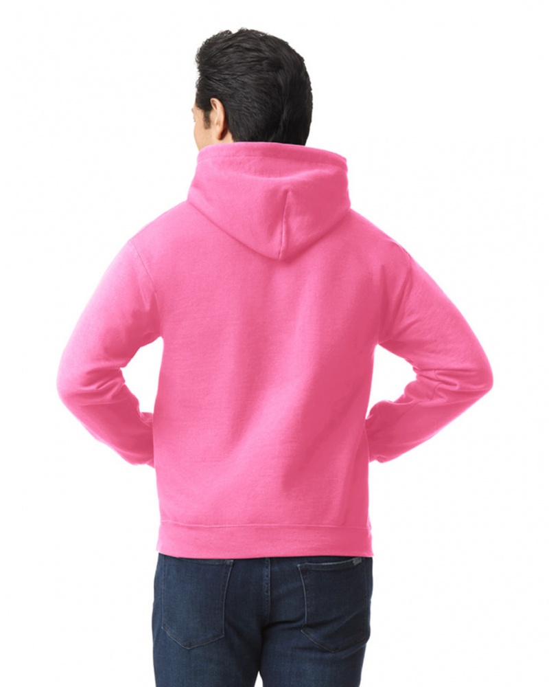 Safety Pink Men's Gildan 18500 Hoodie | BVUA51639