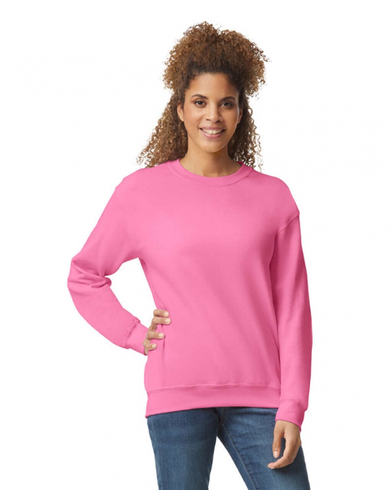 Safety Pink Women\'s Gildan 18000 Crewneck Sweatshirt | RJCF20913