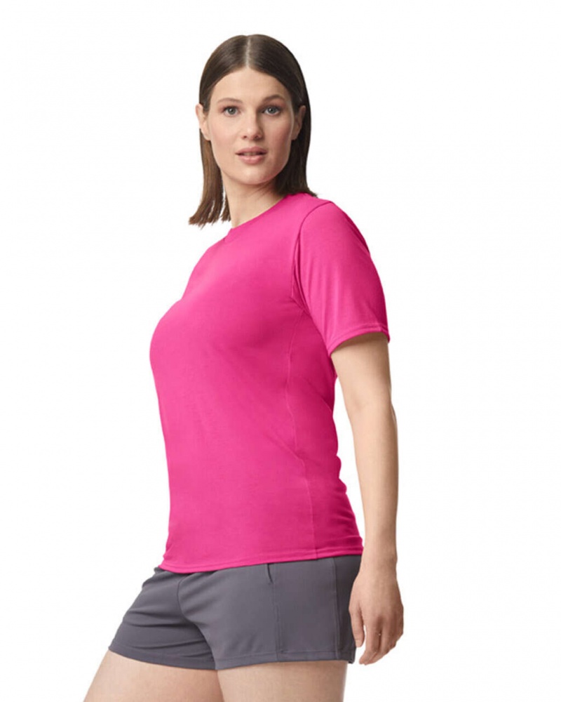 Safety Pink Women's Gildan 42000 T-Shirts | QJDE61527