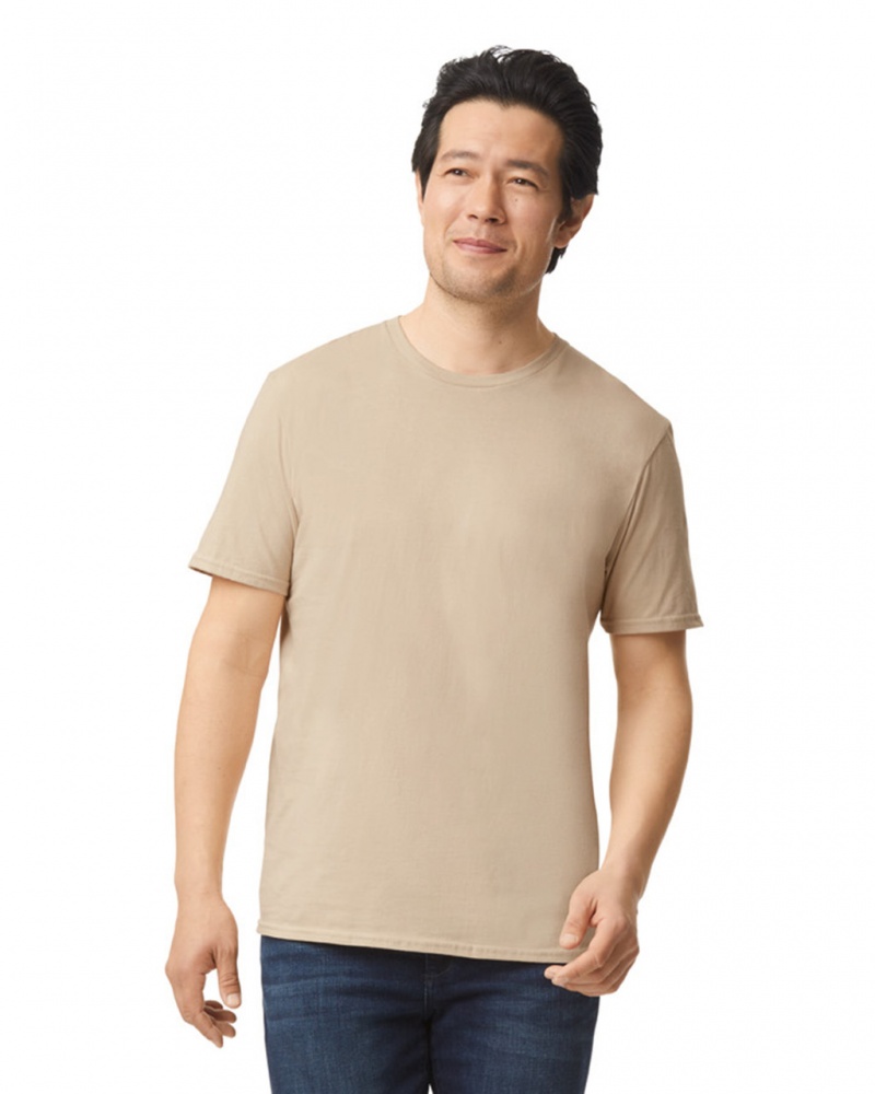 Sand Men\'s Gildan 64000 T-Shirts | TFSD17625