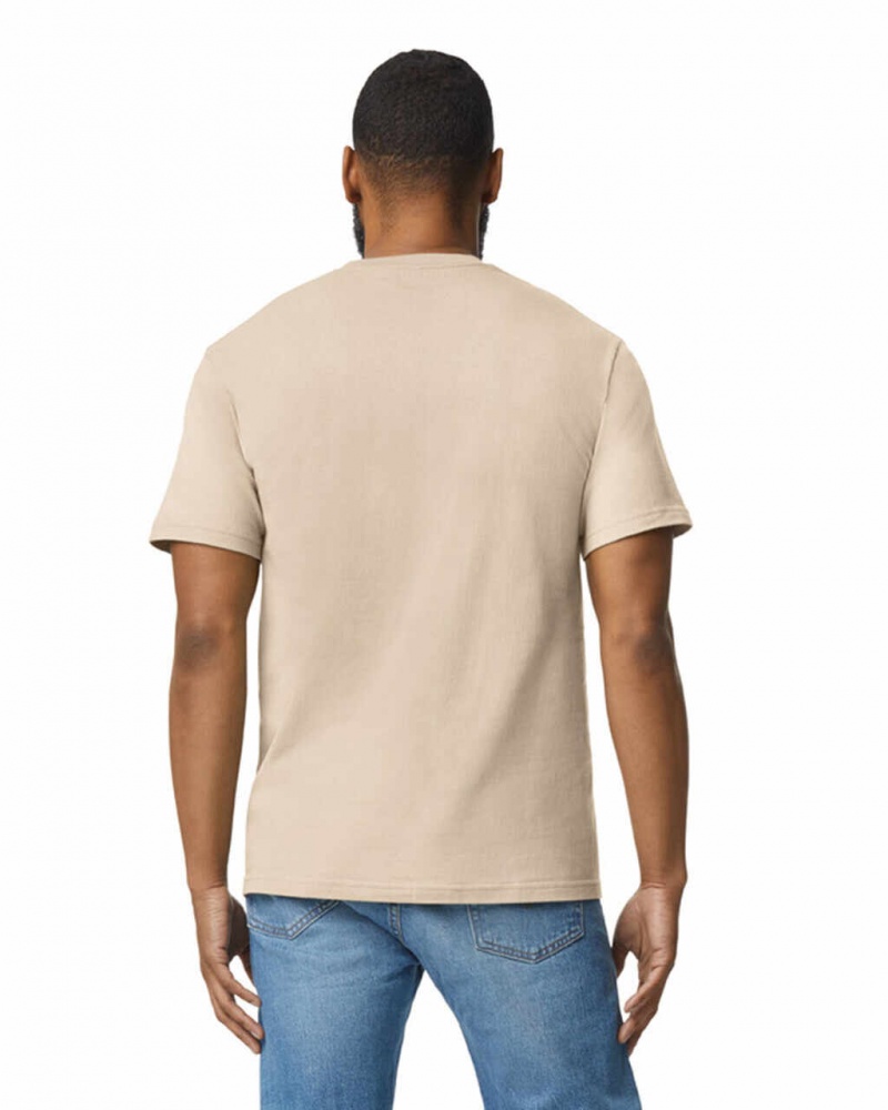 Sand Men's Gildan 65000 Midweight T-Shirts | ECRG48952