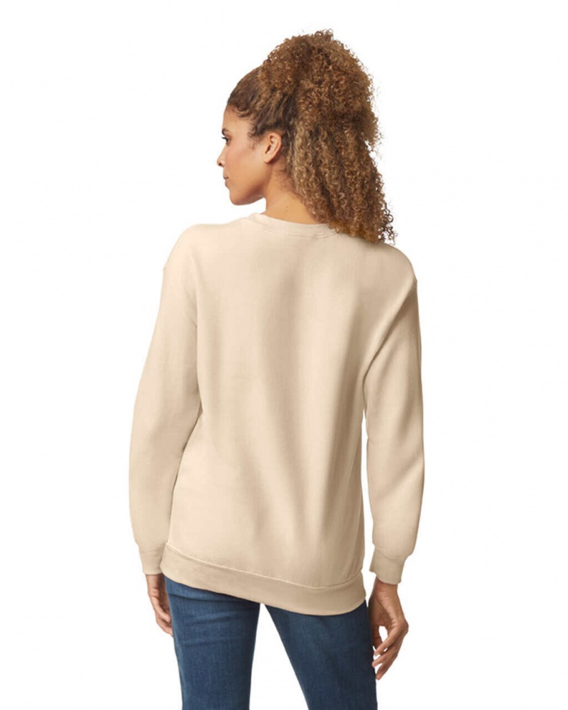 Sand Women's Gildan 18000 Crewneck Sweatshirt | IBSY56329