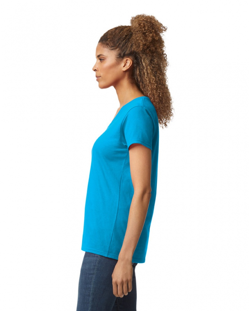 Sapphire Women's Gildan 5V00L V-Neck T-Shirts | WTVP41659