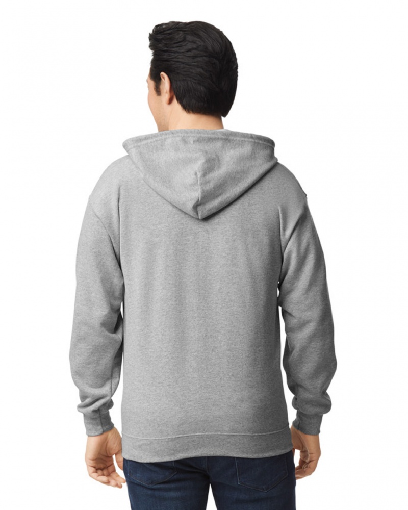 Sport Grey Men's Gildan 18600 Full Zip Hoodie | NMIL48236