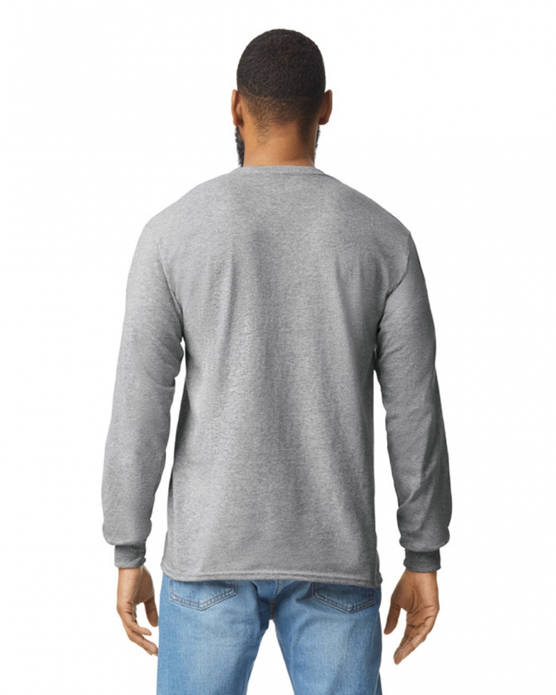 Sport Grey Men's Gildan 2410 Long Sleeve with Pocket T-Shirts | CQRI30176