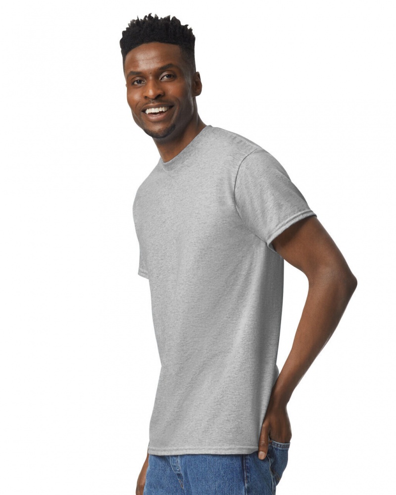 Sport Grey Men's Gildan 8000 T-Shirts | JXEY10592