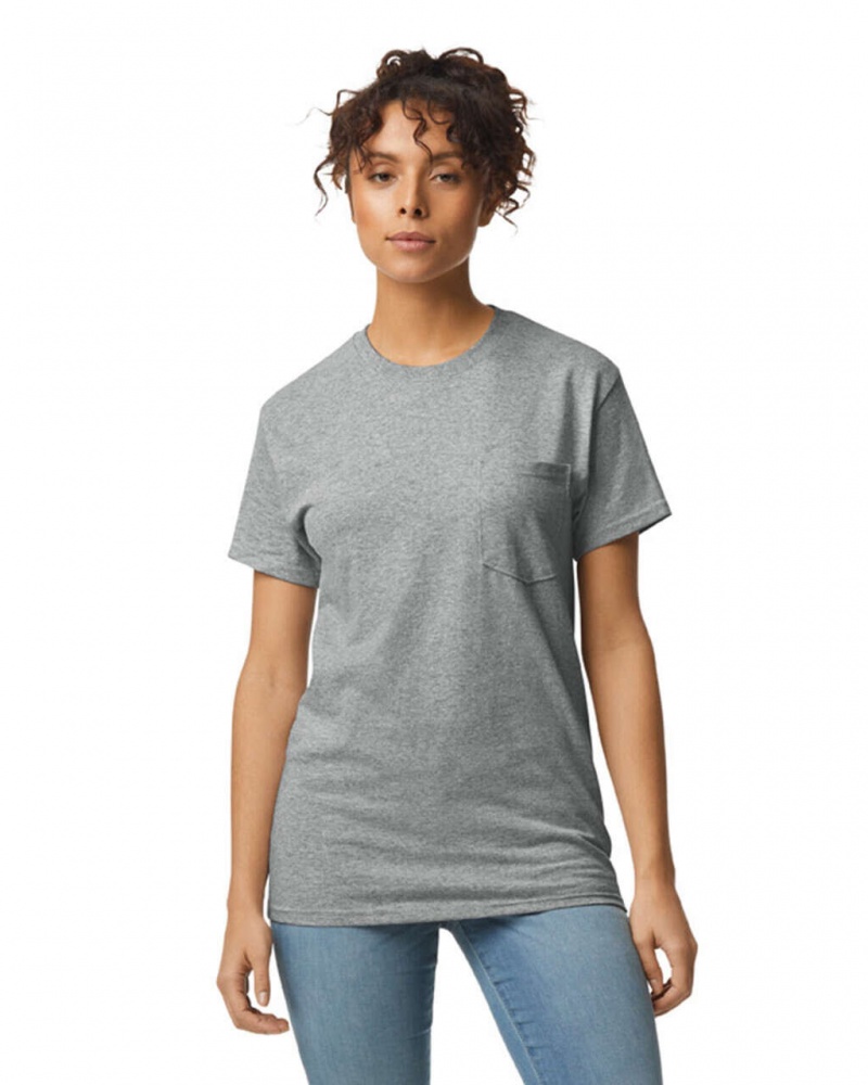 Sport Grey Women\'s Gildan 2300 with Pocket T-Shirts | JOVN59436