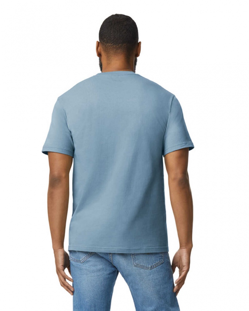 Stone Blue Men's Gildan 65000 Midweight T-Shirts | OHIT18507