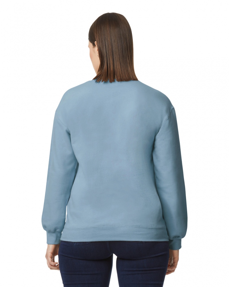 Stone Blue Women's Gildan SF000 Midweight Fleece Crewneck Sweatshirt | QJPW85612