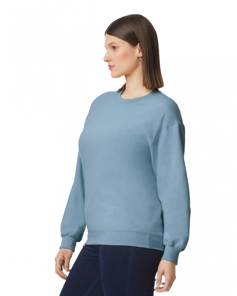 Stone Blue Women's Gildan SF000 Midweight Fleece Crewneck Sweatshirt | QJPW85612