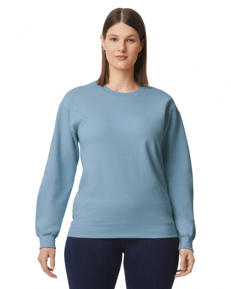 Stone Blue Women\'s Gildan SF000 Midweight Fleece Crewneck Sweatshirt | QJPW85612