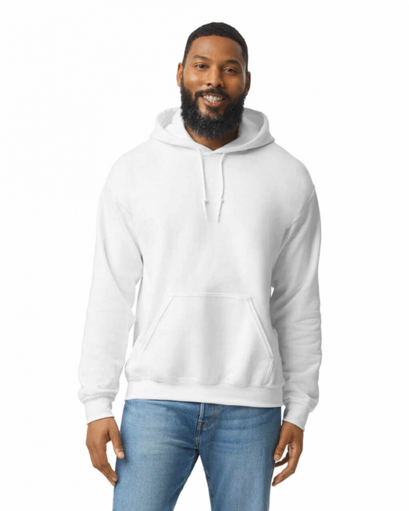 White Men\'s Gildan 18500 Hoodie Sweatshirt | RKUS26958